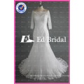 ED Bridal Elegant Bateau Neck Half Sleeve Mermaid Lace White Button Back Wedding Dresses Made In China